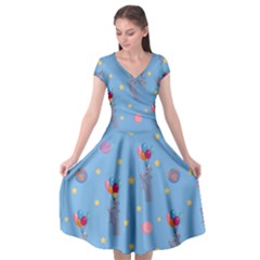 Baby Elephant Flying On Balloons Cap Sleeve Wrap Front Dress by SychEva