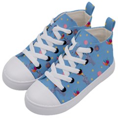 Baby Elephant Flying On Balloons Kids  Mid-top Canvas Sneakers