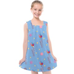 Baby Elephant Flying On Balloons Kids  Cross Back Dress by SychEva