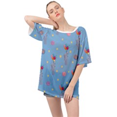 Baby Elephant Flying On Balloons Oversized Chiffon Top by SychEva