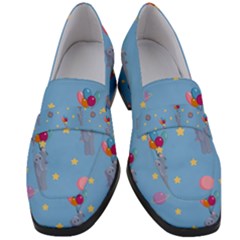 Baby Elephant Flying On Balloons Women s Chunky Heel Loafers by SychEva