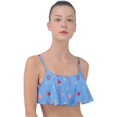 Baby Elephant Flying On Balloons Frill Bikini Top by SychEva