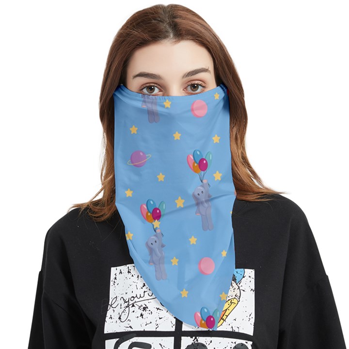 Baby Elephant Flying On Balloons Face Covering Bandana (Triangle)