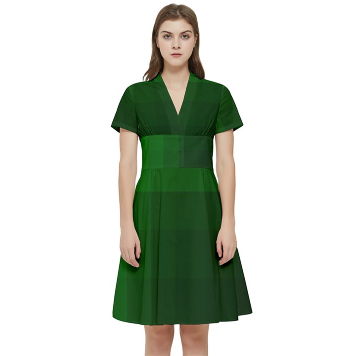 Zappwaits-green Short Sleeve Waist Detail Dress