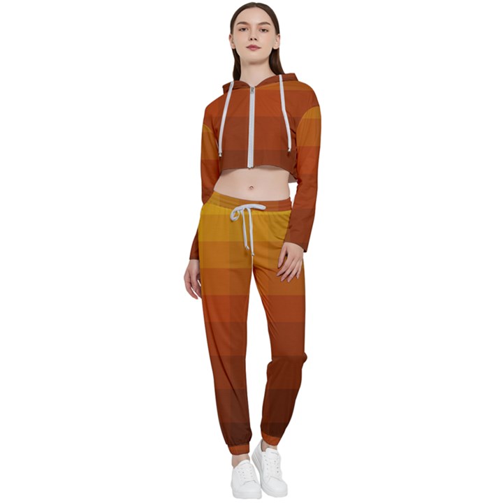 Zappwaits - Color Gradient Cropped Zip Up Lounge Set