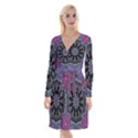 Framed Mandala Long Sleeve Velvet Front Wrap Dress View1