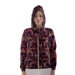 Warm Abstract Surface Print Women s Hooded Windbreaker