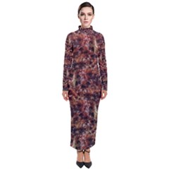 Warm Abstract Surface Print Turtleneck Maxi Dress