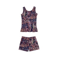 Warm Abstract Surface Print Kids  Boyleg Swimsuit