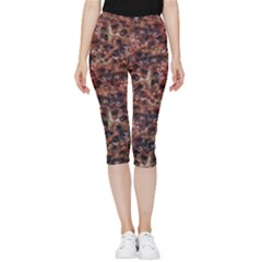 Warm Abstract Surface Print Inside Out Lightweight Velour Capri Leggings  by dflcprintsclothing