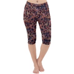 Warm Abstract Surface Print Lightweight Velour Cropped Yoga Leggings by dflcprintsclothing