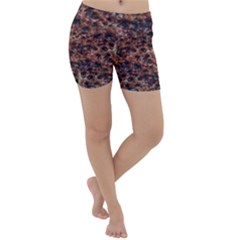 Warm Abstract Surface Print Lightweight Velour Yoga Shorts by dflcprintsclothing