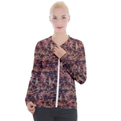 Warm Abstract Surface Print Casual Zip Up Jacket