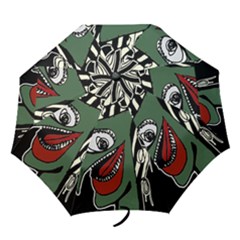 Monster Bird Portrait Illustration Folding Umbrellas by dflcprintsclothing