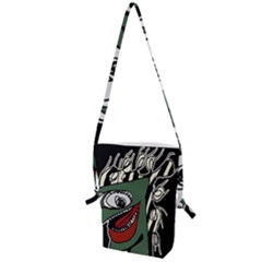 Monster Bird Portrait Illustration Folding Shoulder Bag by dflcprintsclothing