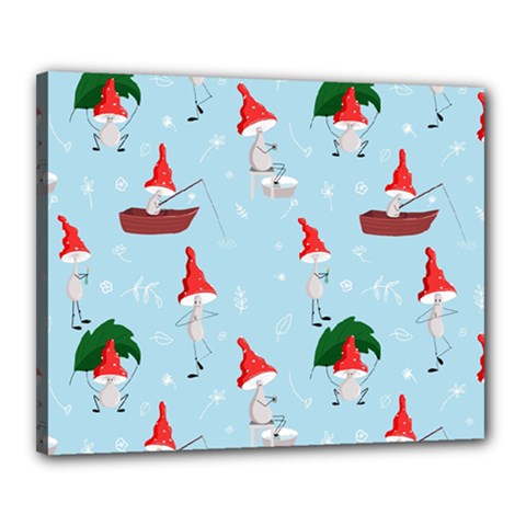 Funny Mushrooms Go About Their Business Canvas 20  X 16  (stretched) by SychEva