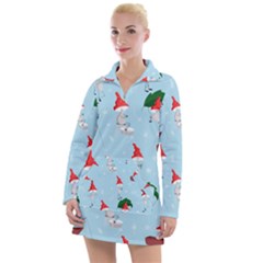 Funny Mushrooms Go About Their Business Women s Long Sleeve Casual Dress by SychEva