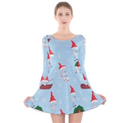 Funny Mushrooms Go About Their Business Long Sleeve Velvet Skater Dress by SychEva