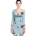 Funny Mushrooms Go About Their Business Long Sleeve Velvet Bodycon Dress View1