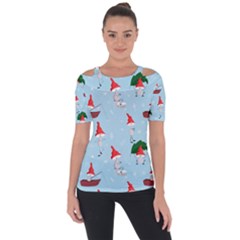 Funny Mushrooms Go About Their Business Shoulder Cut Out Short Sleeve Top by SychEva