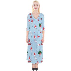 Funny Mushrooms Go About Their Business Quarter Sleeve Wrap Maxi Dress by SychEva