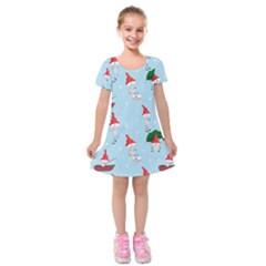 Funny Mushrooms Go About Their Business Kids  Short Sleeve Velvet Dress by SychEva