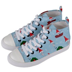 Funny Mushrooms Go About Their Business Women s Mid-top Canvas Sneakers by SychEva