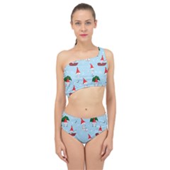 Funny Mushrooms Go About Their Business Spliced Up Two Piece Swimsuit by SychEva