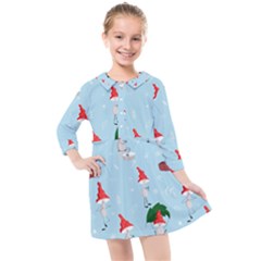 Funny Mushrooms Go About Their Business Kids  Quarter Sleeve Shirt Dress