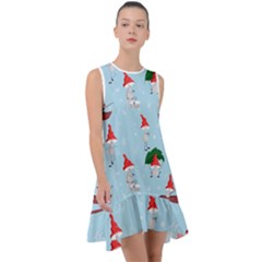 Funny Mushrooms Go About Their Business Frill Swing Dress by SychEva