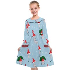 Funny Mushrooms Go About Their Business Kids  Midi Sailor Dress by SychEva