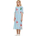 Funny Mushrooms Go About Their Business Bow Sleeve Chiffon Midi Dress View2