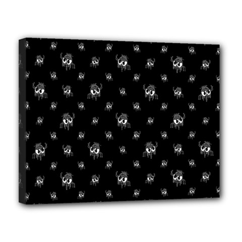 Black And White Funny Monster Print Pattern Canvas 14  X 11  (stretched) by dflcprintsclothing