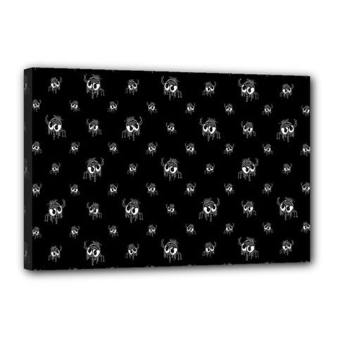 Black And White Funny Monster Print Pattern Canvas 18  X 12  (stretched) by dflcprintsclothing