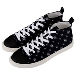 Black And White Funny Monster Print Pattern Men s Mid-top Canvas Sneakers by dflcprintsclothing