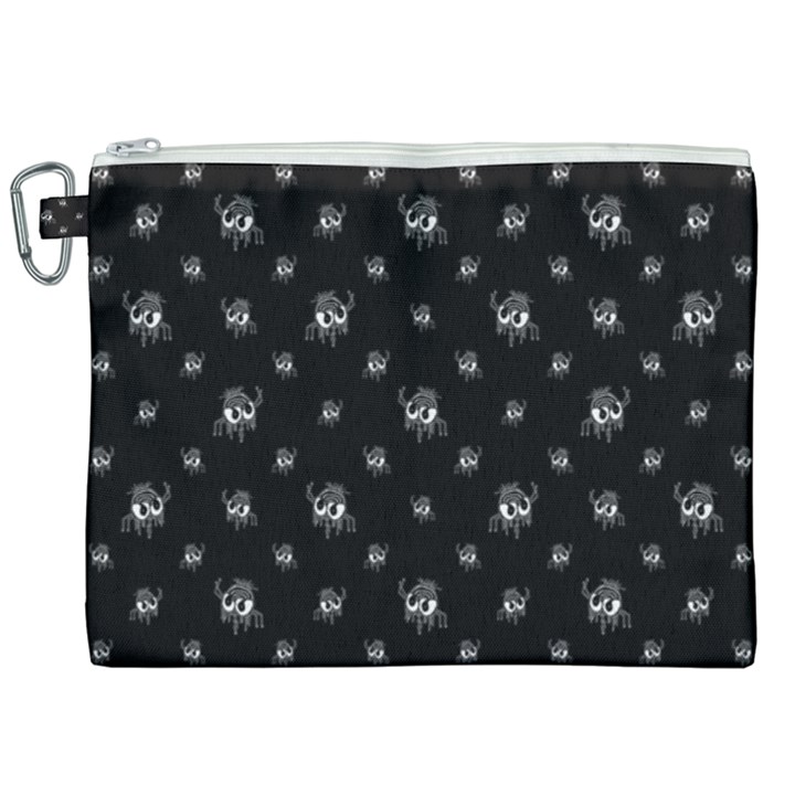 Black And White Funny Monster Print Pattern Canvas Cosmetic Bag (XXL)