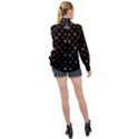 Black And White Funny Monster Print Pattern High Neck Long Sleeve Chiffon Top View2