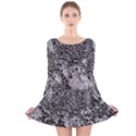 Grey And White Grunge Camouflage Abstract Print Long Sleeve Velvet Skater Dress View1