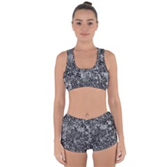 Grey And White Grunge Camouflage Abstract Print Racerback Boyleg Bikini Set by dflcprintsclothing