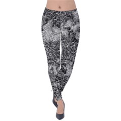 Grey And White Grunge Camouflage Abstract Print Velvet Leggings by dflcprintsclothing