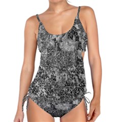 Grey And White Grunge Camouflage Abstract Print Tankini Set by dflcprintsclothing