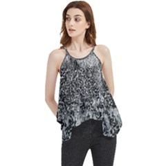 Grey And White Grunge Camouflage Abstract Print Flowy Camisole Tank Top by dflcprintsclothing