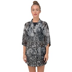 Grey And White Grunge Camouflage Abstract Print Half Sleeve Chiffon Kimono by dflcprintsclothing