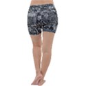 Grey And White Grunge Camouflage Abstract Print Lightweight Velour Yoga Shorts View4