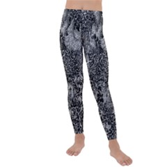 Grey And White Grunge Camouflage Abstract Print Kids  Lightweight Velour Leggings by dflcprintsclothing