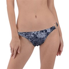 Grey And White Grunge Camouflage Abstract Print Ring Detail Bikini Bottom