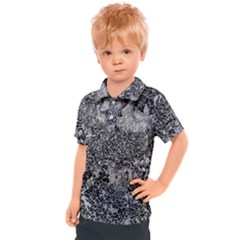 Grey And White Grunge Camouflage Abstract Print Kids  Polo Tee