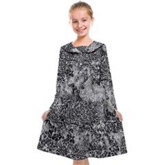 Grey And White Grunge Camouflage Abstract Print Kids  Midi Sailor Dress by dflcprintsclothing