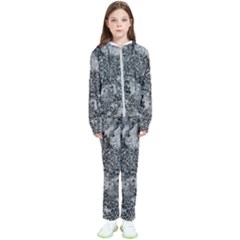 Grey And White Grunge Camouflage Abstract Print Kids  Tracksuit by dflcprintsclothing