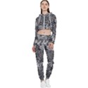 Grey And White Grunge Camouflage Abstract Print Cropped Zip Up Lounge Set View1